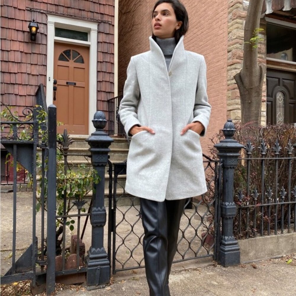 Aritzia Wilfred Cocoon Wool Pea Coat Jacket Charcoal Grey Size Small - Picture 4 of 11